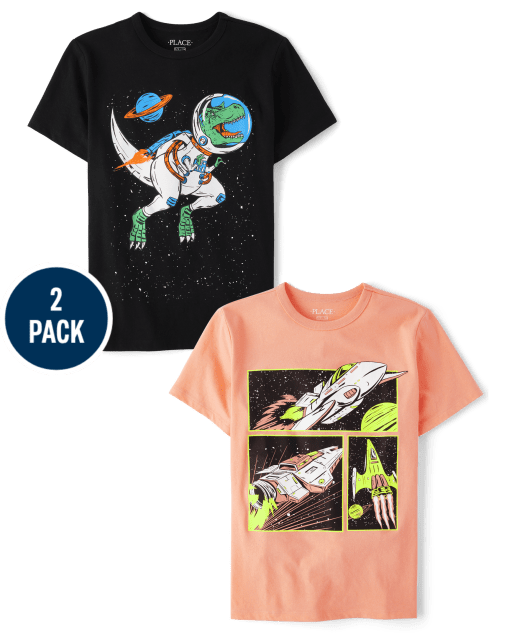 Boys Dino Space Graphic Tee 2-Pack