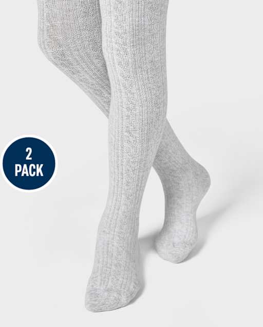 Lot de 2 collants en maille torsadée pour fille