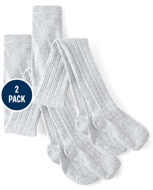 Girls Cable Knit Tights 2-Pack