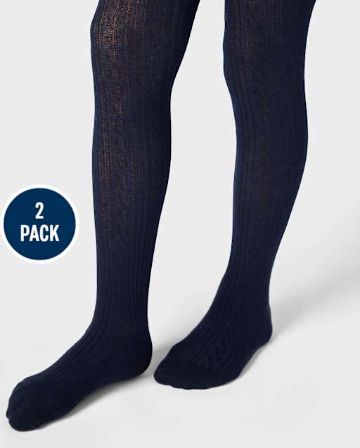 Girls Cable Knit Tights 2-Pack