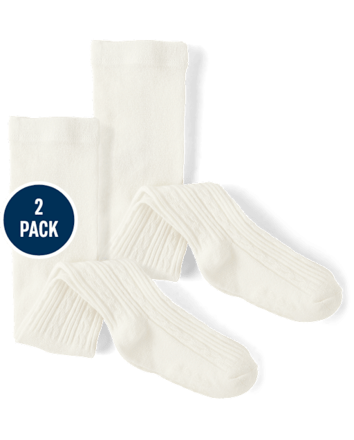 Baby And Toddler Girls Cable Knit Tights 2-Pack