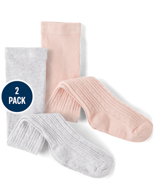 Baby And Toddler Girls Cable Knit Tights 2-Pack