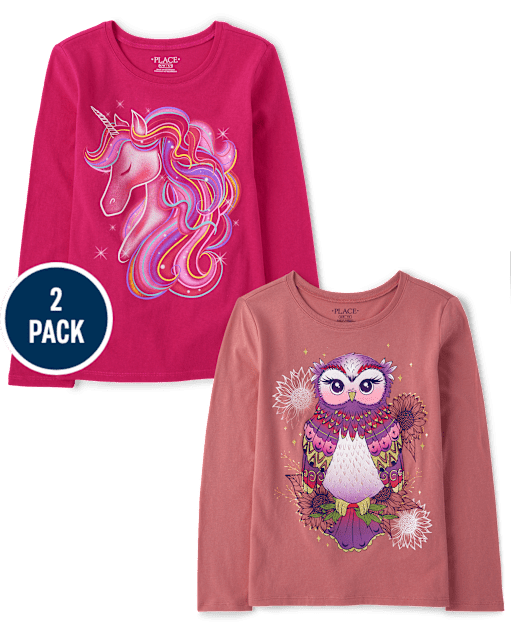 Girls Animal Graphic Tee 2-Pack