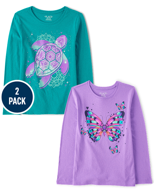 Girls Animal Graphic Tee 2-Pack