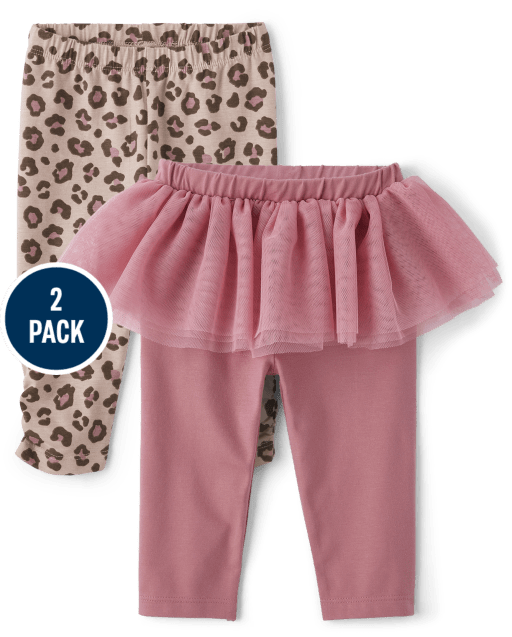 Baby Girls Leopard Tutu Leggings 2-Pack