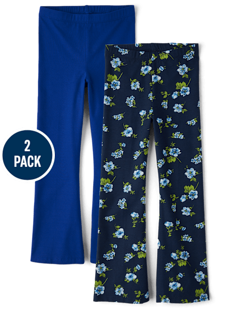 Lot de 2 Leggings évasés à motif floral pour Fille