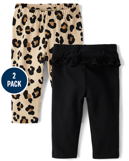 Baby Girls Leopard Ruffle Leggings 2-Pack