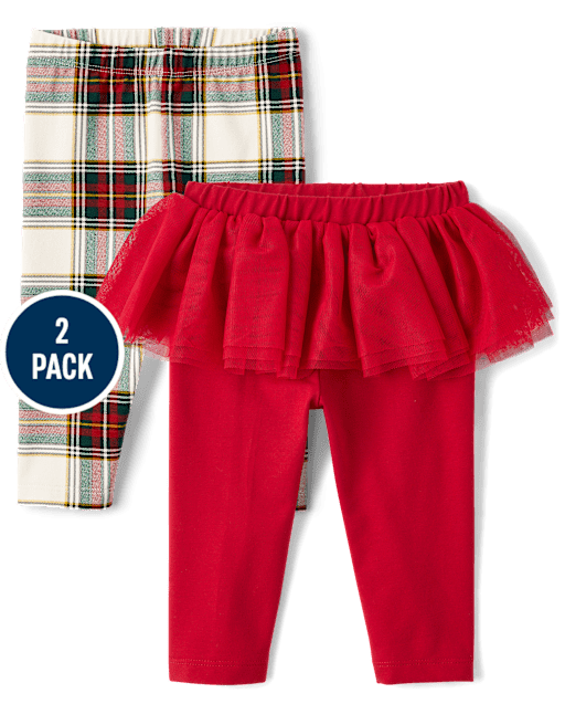 bébés filles à carreaux leggings tutu 2-Pack