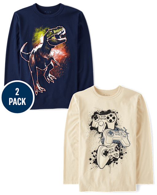 Boys Gamer Dino Graphic Tee 2-Pack