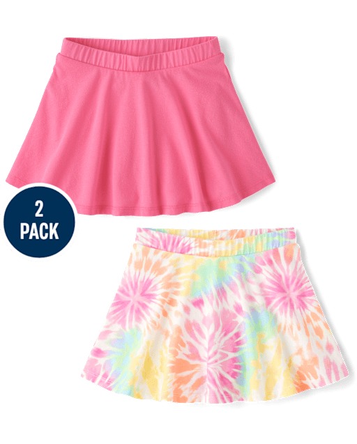 Toddler Girls Rainbow Tie Dye Skort 2-Pack