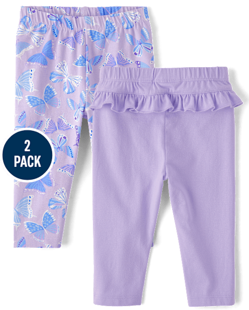 Baby Girls Butterfly Ruffle Leggings 2-Pack