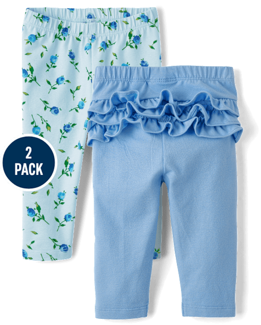 Baby Girls Floral Ruffle Leggings 2-Pack