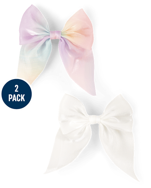 Girls Rainbow Bow Hair Clip 2-Pack