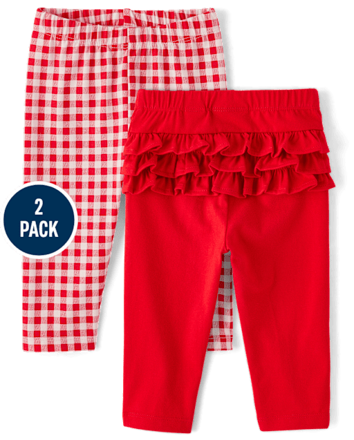 Baby Girls Gingham Ruffle Leggings 2-Pack
