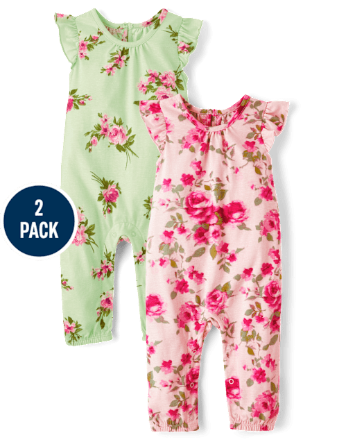 Baby Girls Floral Jumpsuit 2-Pack