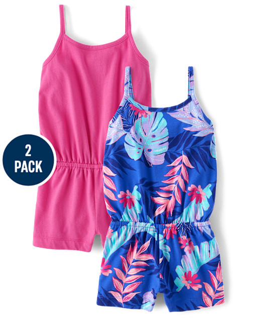 Toddler Girls Tropical Leaf Romper 2-Pack