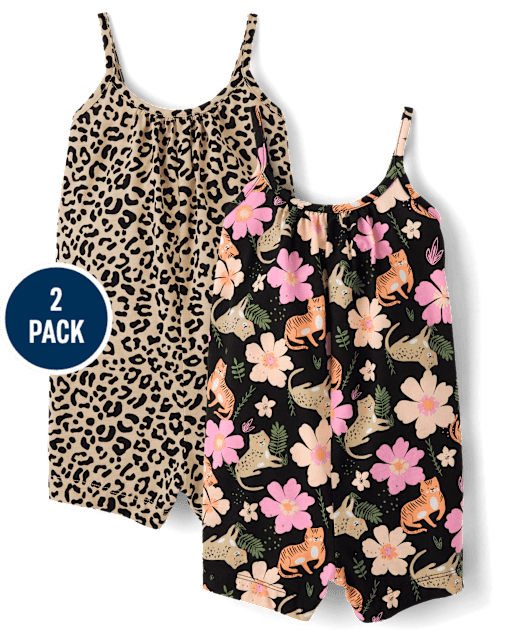 Toddler Girls Leopard Swing Romper 2-Pack