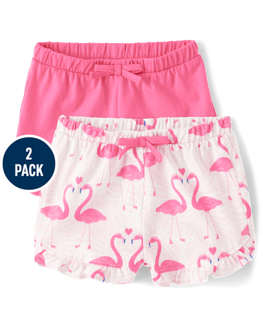 Baby Girls Flamingo Ruffle Shorts 2-Pack