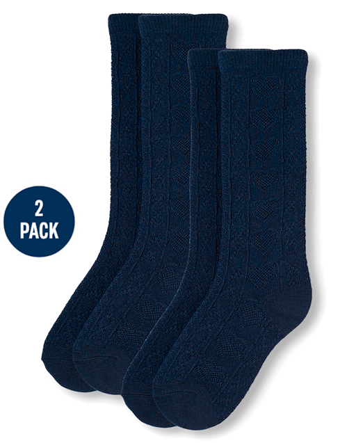 Girls Heart Pointelle Knee Socks 2-Pack