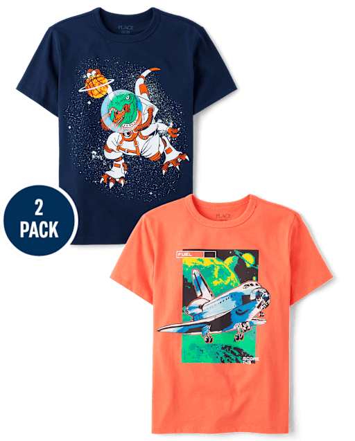 Boys Space Dino Graphic Tee 2-Pack