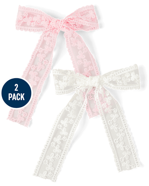 Girls Lace Bow Hair Clip 2-Pack