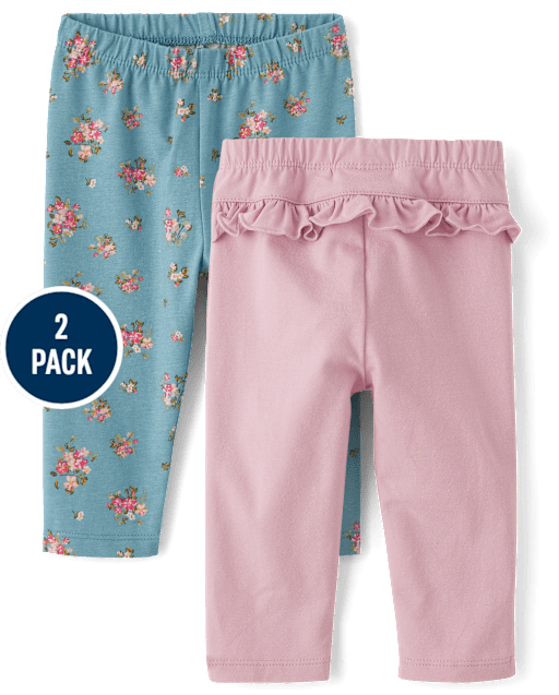 Baby Girls Floral Ruffle Leggings 2-Pack