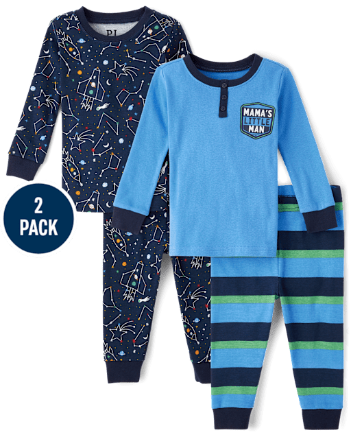 Baby And Toddler Boys Space Snug Fit Cotton Pajamas 2-Pack