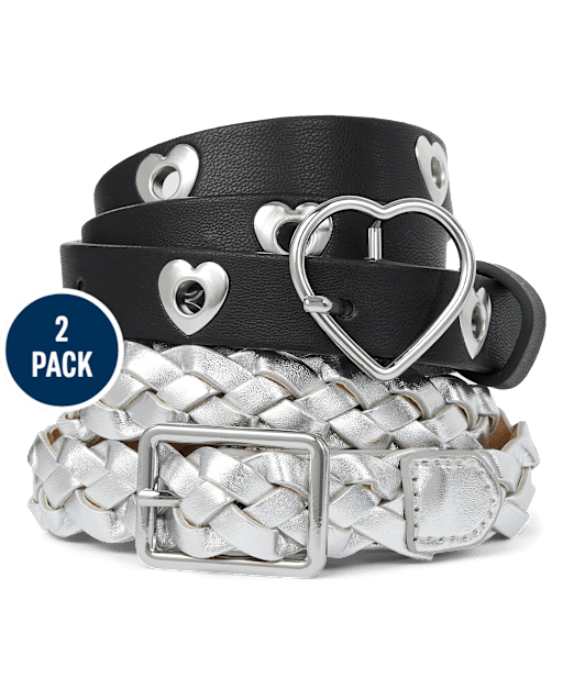 Girls Heart Belt 2-Pack