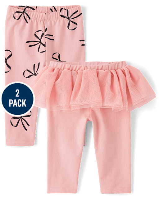 Baby Girls Bow Tutu Leggings 2-Pack