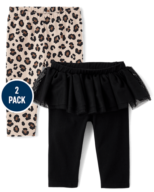 Baby Girls Leopard Tutu Leggings 2-Pack