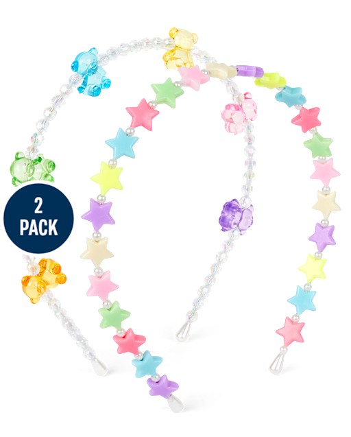 Lot de 2 bandeaux oursons en perles pour filles