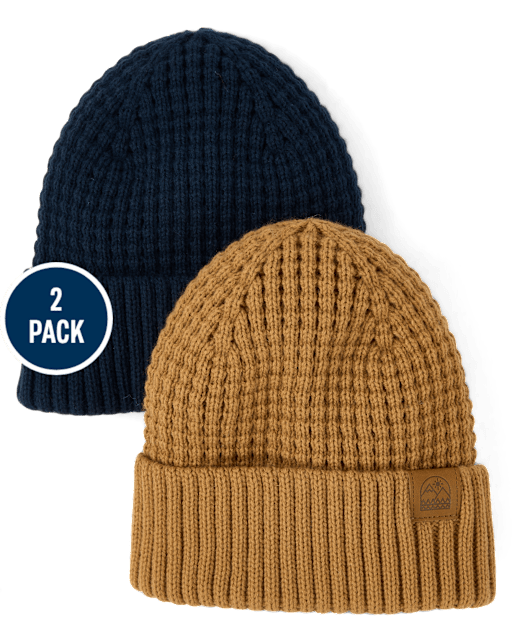 Boys Waffle Beanie 2-Pack