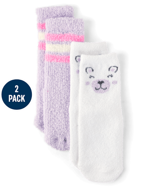 Toddler Girls Bear Cozy Socks 2-Pack