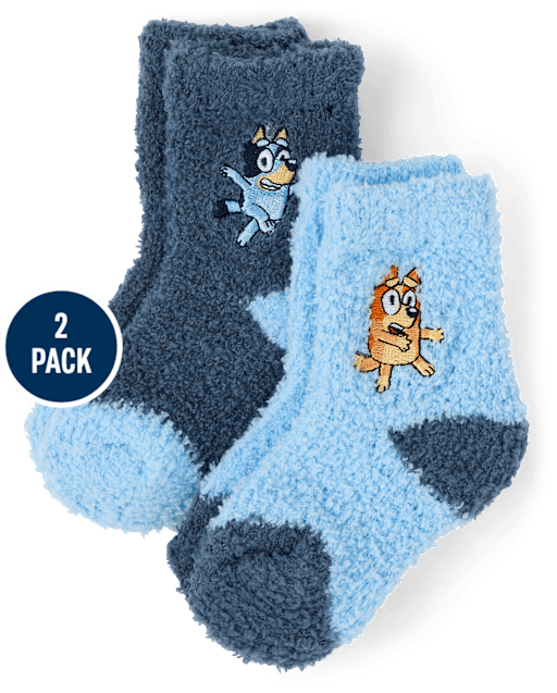 Baby And Toddler Boys Bluey™ Embroidered Cozy Socks 2-Pack