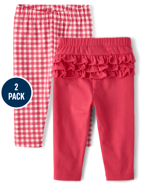 Baby Girls Gingham Ruffle Leggings 2-Pack