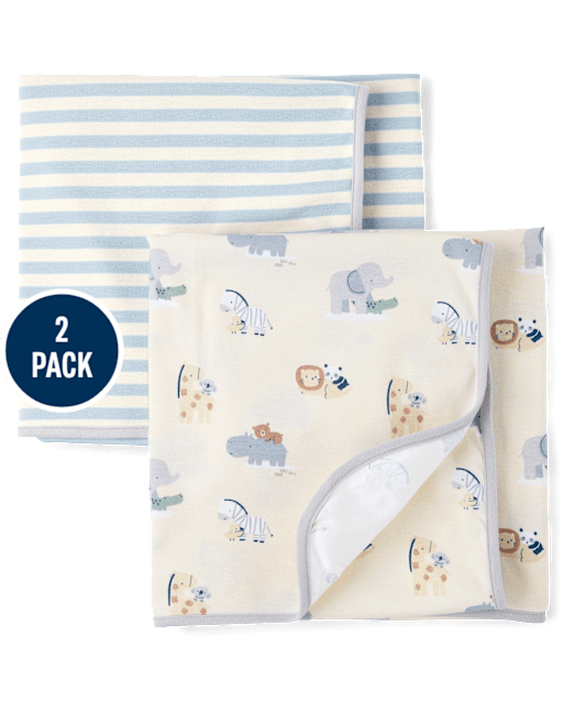 Baby Boys Animal Swaddle Blanket 2-Pack