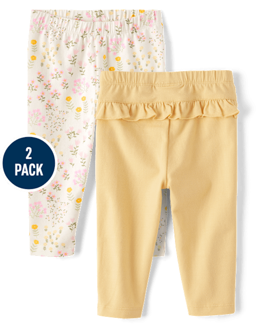 Leggings à volants fleuris pour bébés filles (lot de 2)