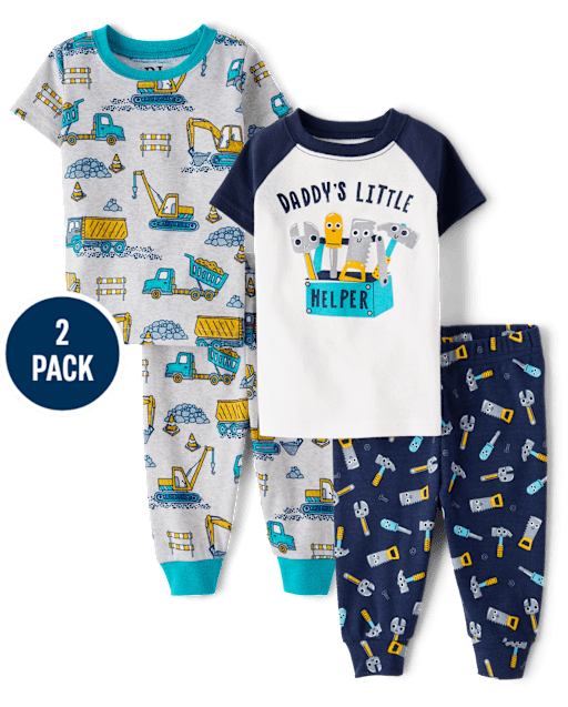 Pyjamas en coton ajustés pour bébés et petits garçons « Le petit assistant de papa » (lot de 2)