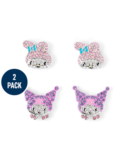 Girls Hello Kitty And Friendsâ¢ Pave Earrings 2-Pack