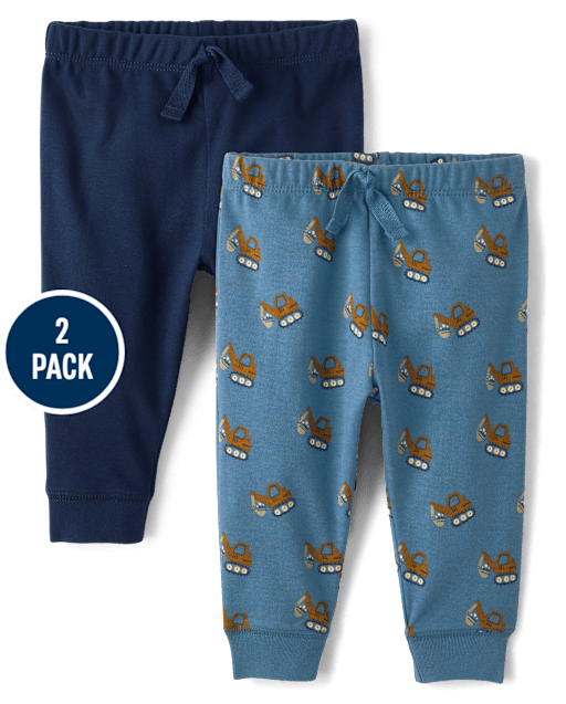 Baby Boys Construction Truck Pants 2-Pack