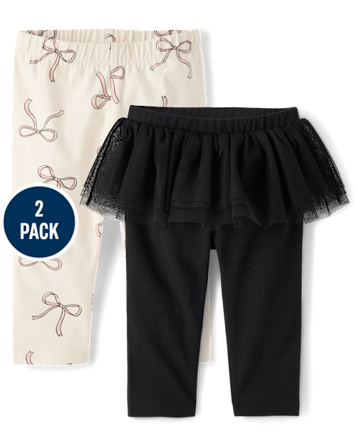 Leggings tutu à nœud pour bébés filles (lot de 2)