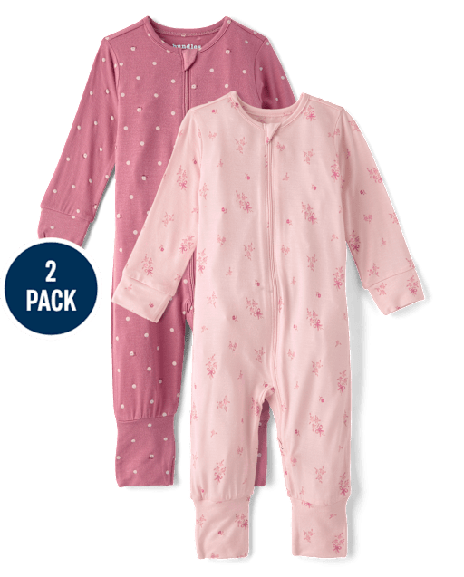 Baby Girls Floral Sleep And Play 2-Pack - Super Soft