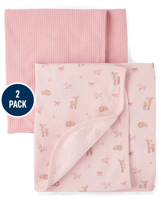 Baby Girls Deer Swaddle Blanket 2-Pack