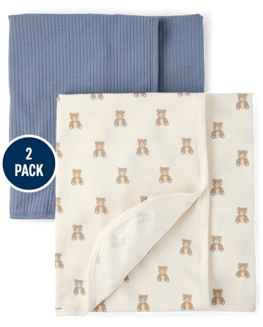 Baby Boys Bear Swaddle Blanket 2-Pack