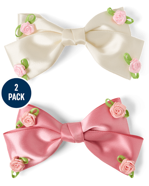 Girls Bow Rosette Hair Clip 2-Pack