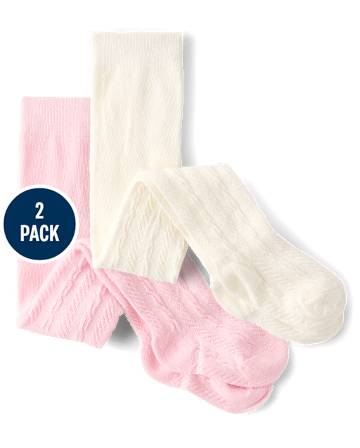 Baby Girls Cable Knit Tights 2-Pack