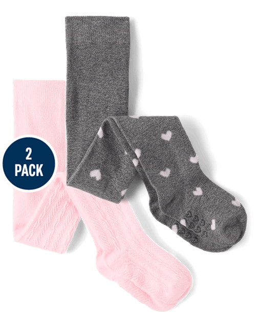 Baby And Toddler Girls Heart Tights 2-Pack