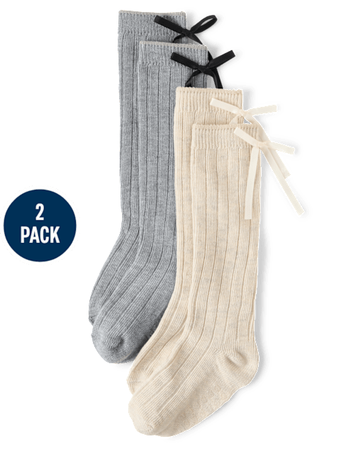 Girls Bow Boot Socks 2-Pack