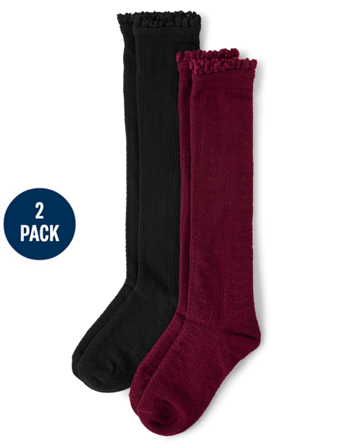 Girls Pointelle Boot Socks 2-Pack