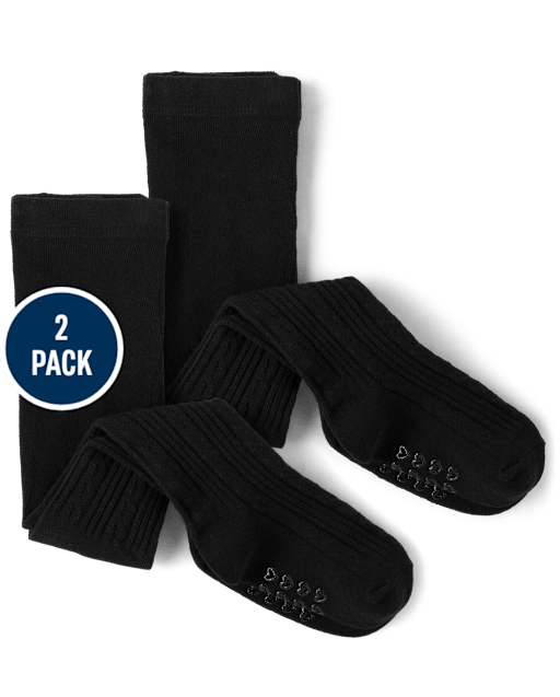 Girls Cable Knit Tights 2-Pack